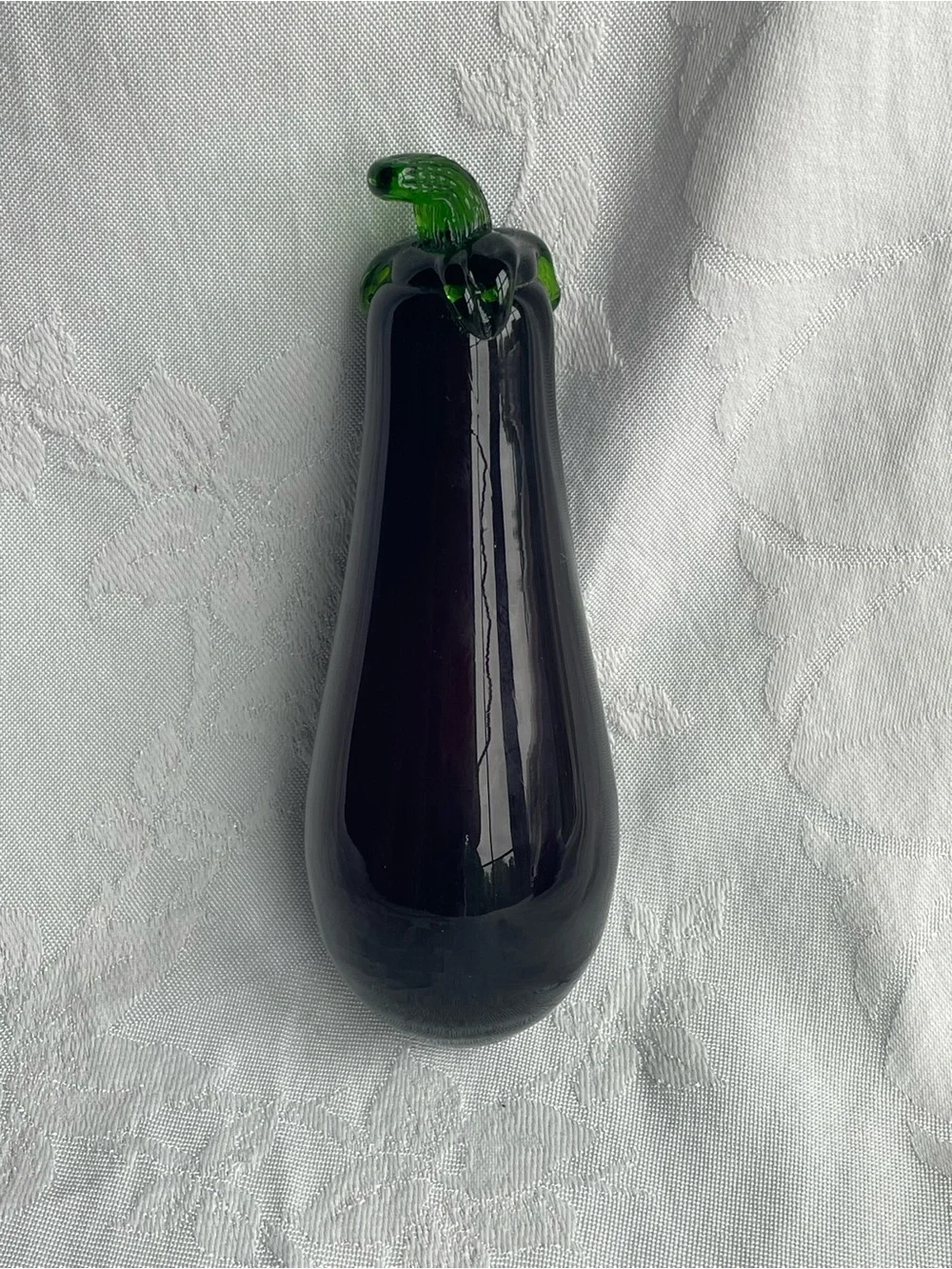 Vintage Blown Art Glass Eggplant Amethyst Purple Vegetable Decor 7”